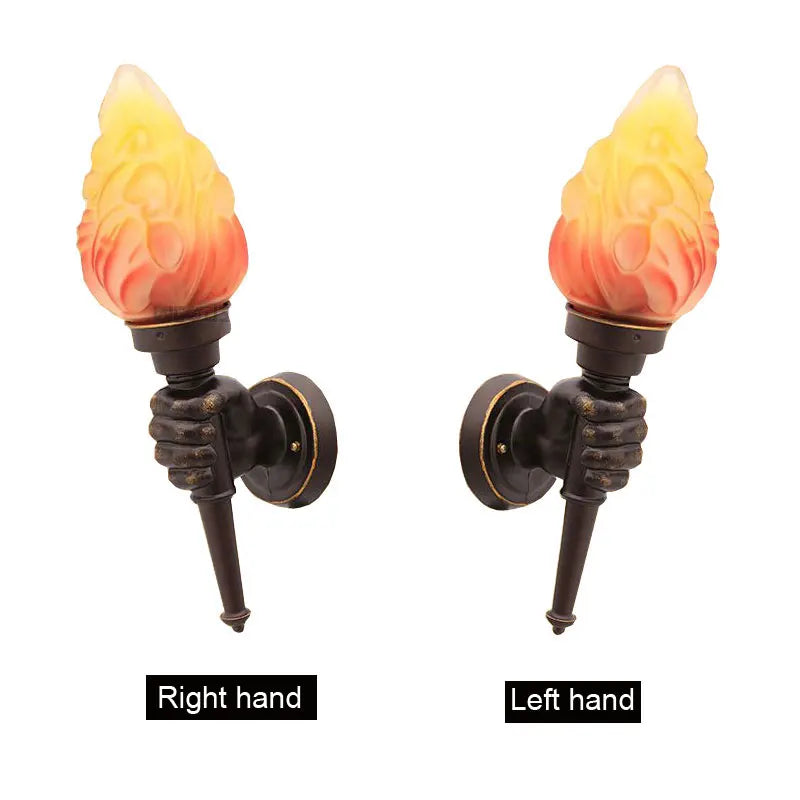 Creative Torch Hand Wall Lamp – Outdoor & Indoor Light for Garden, Living Room & Cafe