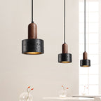 Black Travertine Pendant Light – Stone Droplight for Bedside, Dining & Kitchen Island