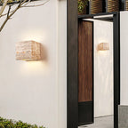 Wabi Sabi Travertine Outdoor Stone Wall Lamp Waterproof LED Light Sconce for Doorway Corridor & Bedroom Decor