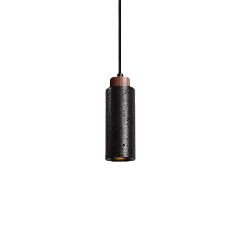 American Wabi Sabi Black Travertine Pendant Light – Hanging LED Lamp for Bedside, Dining & Hotel