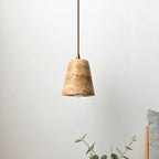 Nordic Wabi Sabi Yellow Marble Pendant Lamp – Travertine Stone Droplight for Home, Hotel & Villa