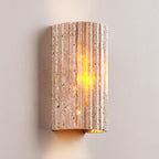 Wabi Sabi Travertine Outdoor Wall Lamp – LED Stone Decor for Villa, Courtyard & Balcony