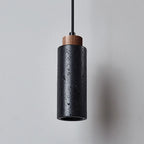 American Wabi Sabi Black Travertine Pendant Light – Hanging LED Lamp for Bedside, Dining & Hotel