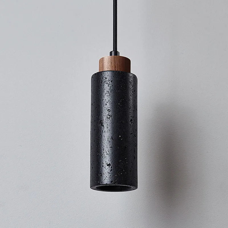 American Wabi Sabi Black Travertine Pendant Light – Hanging LED Lamp for Bedside, Dining & Hotel