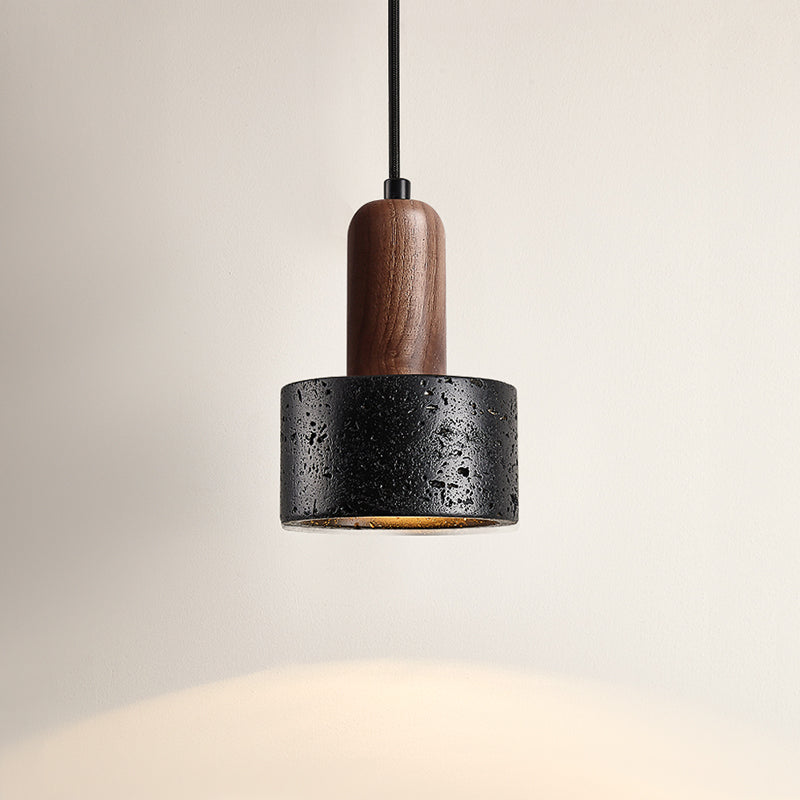 Black Travertine Pendant Light – Stone Droplight for Bedside, Dining & Kitchen Island