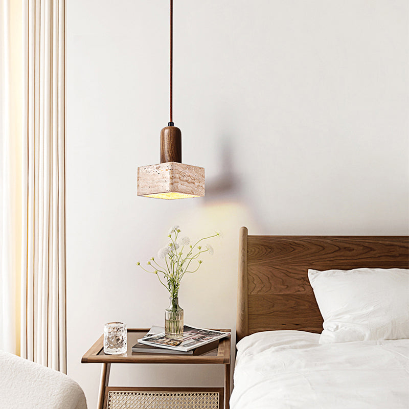 Scandinavian Wabi Sabi Stone Pendant Light – Japanese-Style Hanging Chandelier for Bedhead & Home