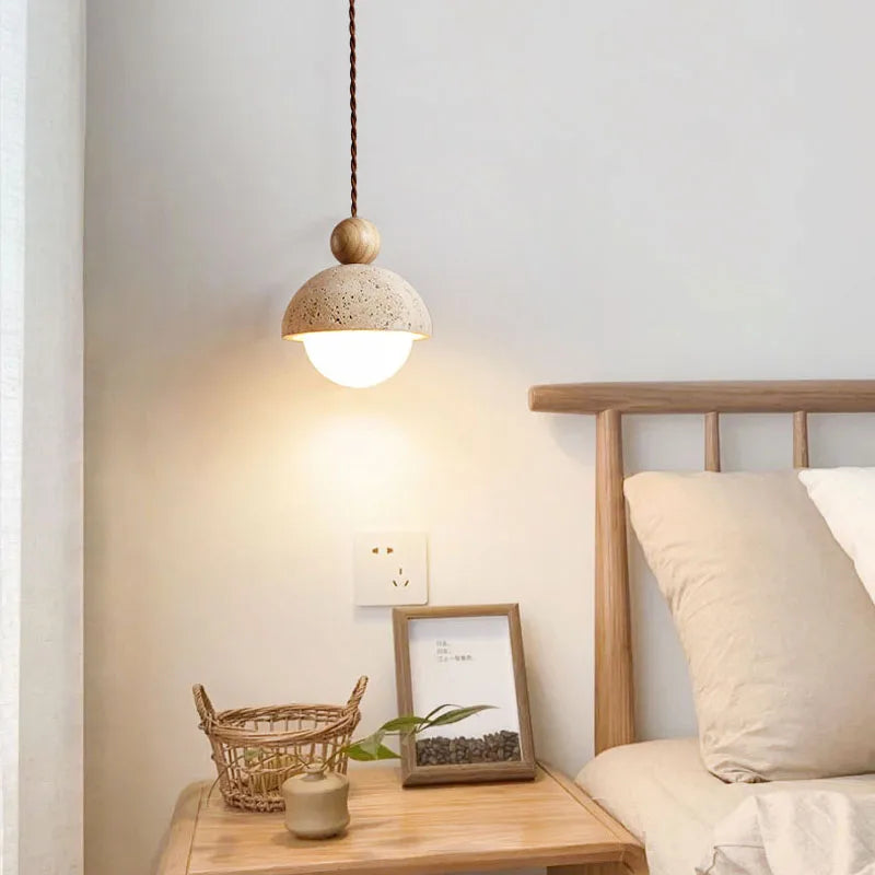 Modern European Wabi Sabi LED Chandelier – Yellow Stone Semi-Circle Pendant for Home & Villa