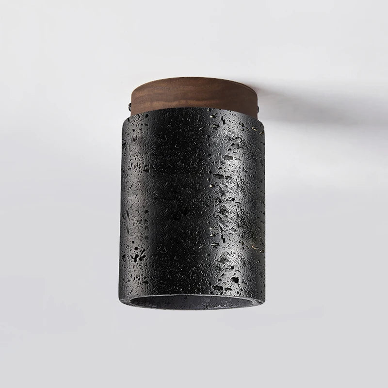 Creative Wabi Sabi Ceiling Lamp – Premium Black Stone LED Light for Bedroom & Corridor