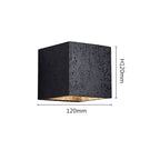 Black Square Travertine LED Wall Lamp – Wabi Sabi Stone Shade for Bedroom & Living Room