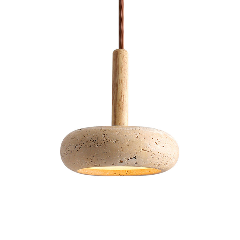 Wabi Sabi Travertine LED Pendant Light – 6W Stone Hanging Lamp for Kitchen Island, Dining & Bar