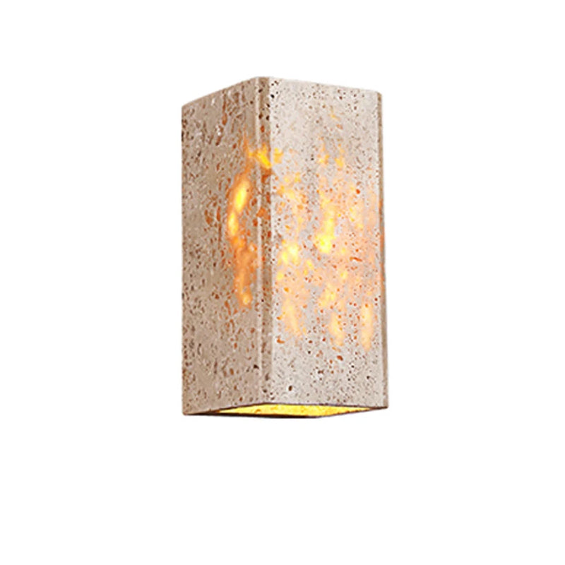 Wabi Sabi Travertine Wall Light – Outdoor Stone Sconce for Villa, Garden & Bedroom