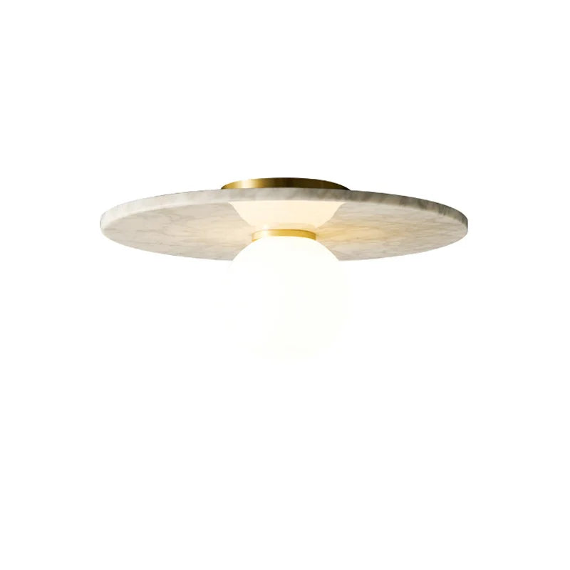 Italian Marble LED Ceiling Lamp – Nordic White, Black & Green Stone Light for Bedroom & Corridor