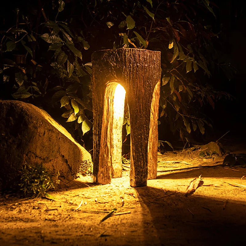 AC Powered LED Wood Seat Lamp – Outdoor Landscape Light for Villa, Garden & Lawn