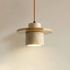 Wabi Sabi Yellow Stone Pendant Lamp – Cylindrical Chandelier for Home, Hotel & Dining Room