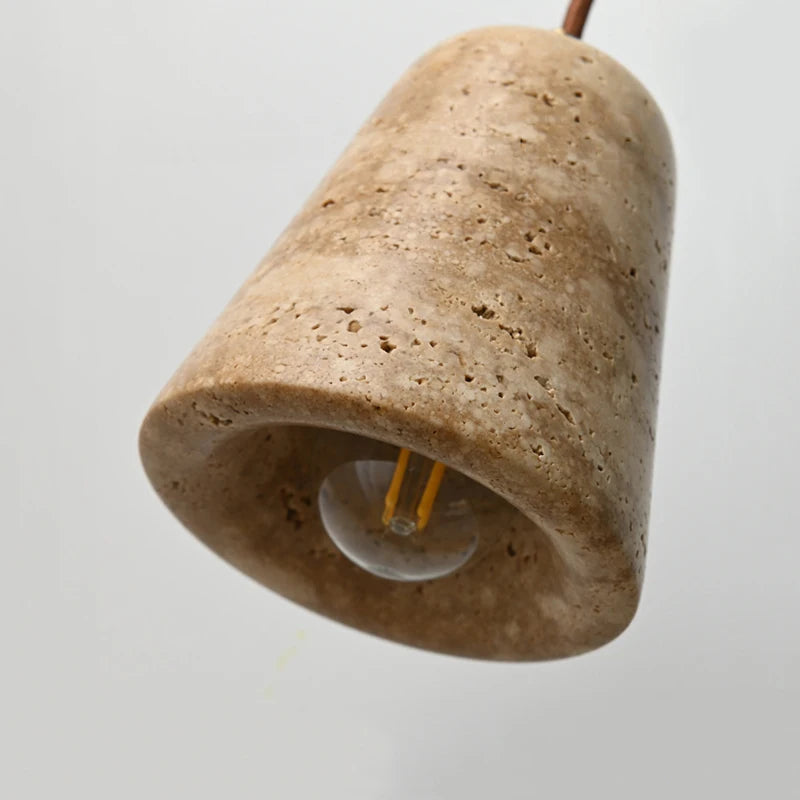 Nordic Wabi Sabi Yellow Marble Pendant Lamp – Travertine Stone Droplight for Home, Hotel & Villa