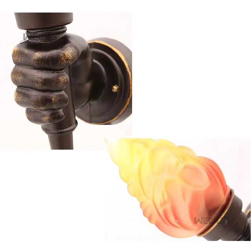 Creative Torch Hand Wall Lamp – Outdoor & Indoor Light for Garden, Living Room & Cafe