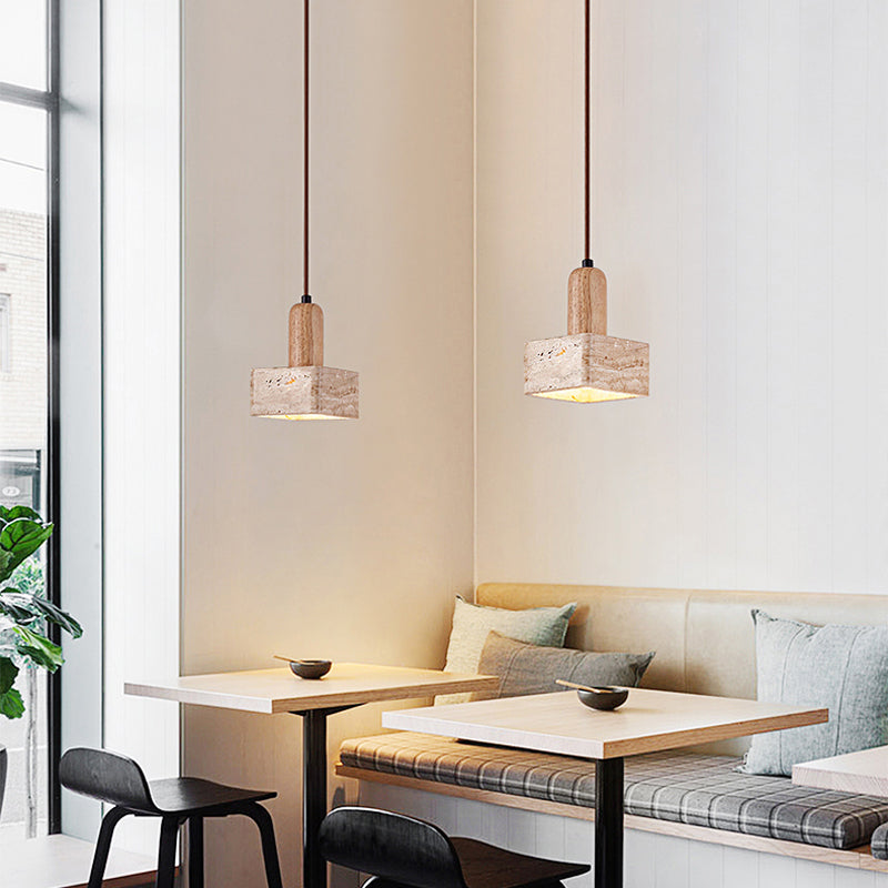 Scandinavian Wabi Sabi Stone Pendant Light – Japanese-Style Hanging Chandelier for Bedhead & Home