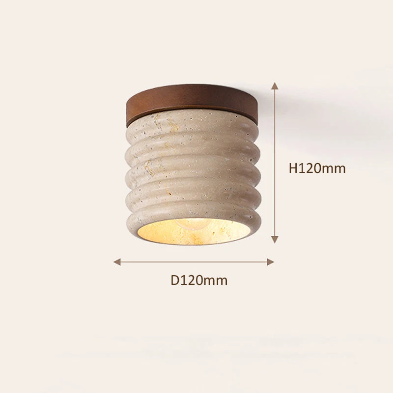 Wabi Sabi Yellow Marble LED Downlight – Travertine Stone Ceiling Lamp for Foyer, Corridor & Hotel