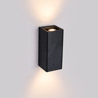 Wabi Sabi Modern LED Wall Lamp – Black Square Travertine Sconce for Home & Bedroom