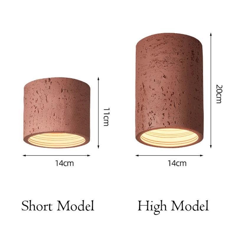 Wabi Sabi Red Cement LED Downlight – Nordic Grey Anti-Glare Ceiling Light for Bedroom & Corridor