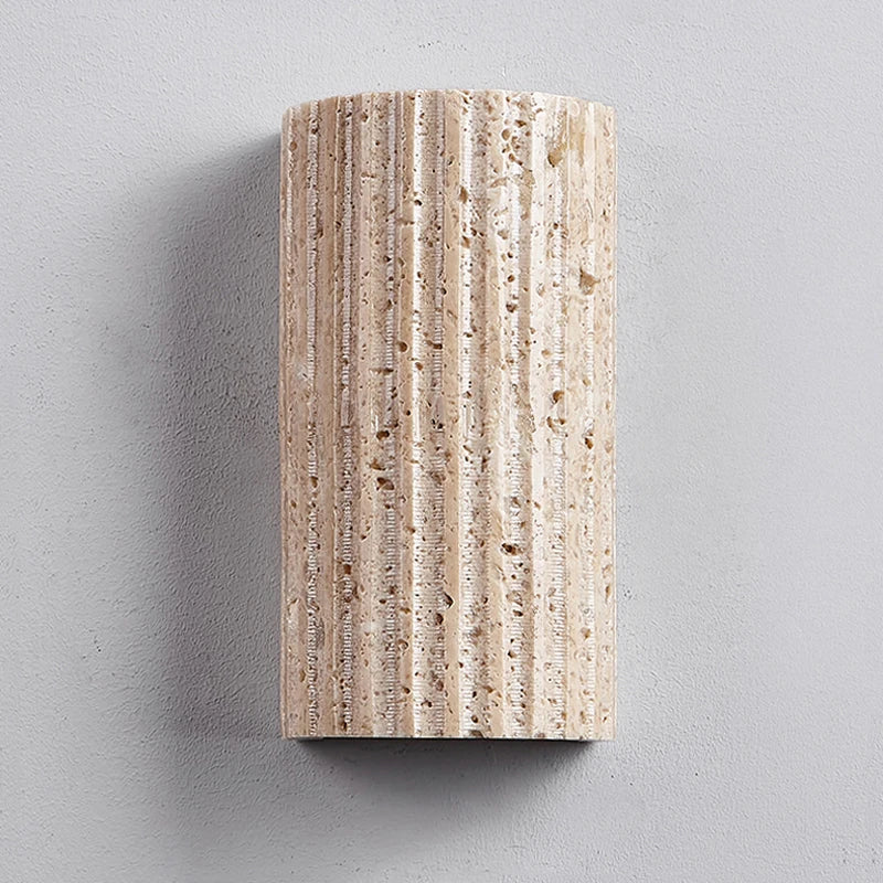 Wabi Sabi Travertine Outdoor Wall Lamp – LED Stone Decor for Villa, Courtyard & Balcony