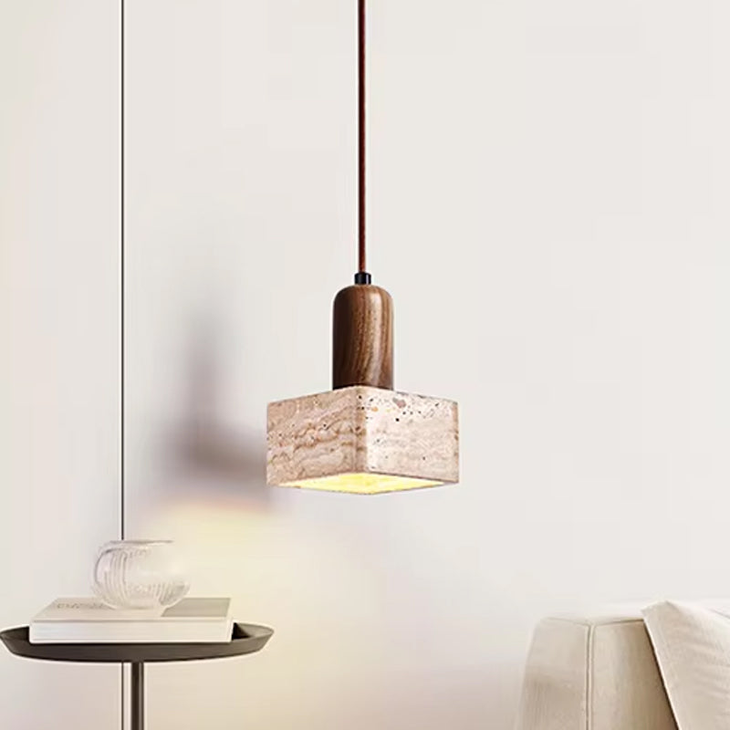 Scandinavian Wabi Sabi Stone Pendant Light – Japanese-Style Hanging Chandelier for Bedhead & Home