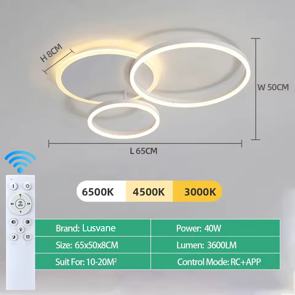 Dimmable LED Ceiling Chandelier – Modern Flush Mount Fixture for Bedroom, Living Room or Study