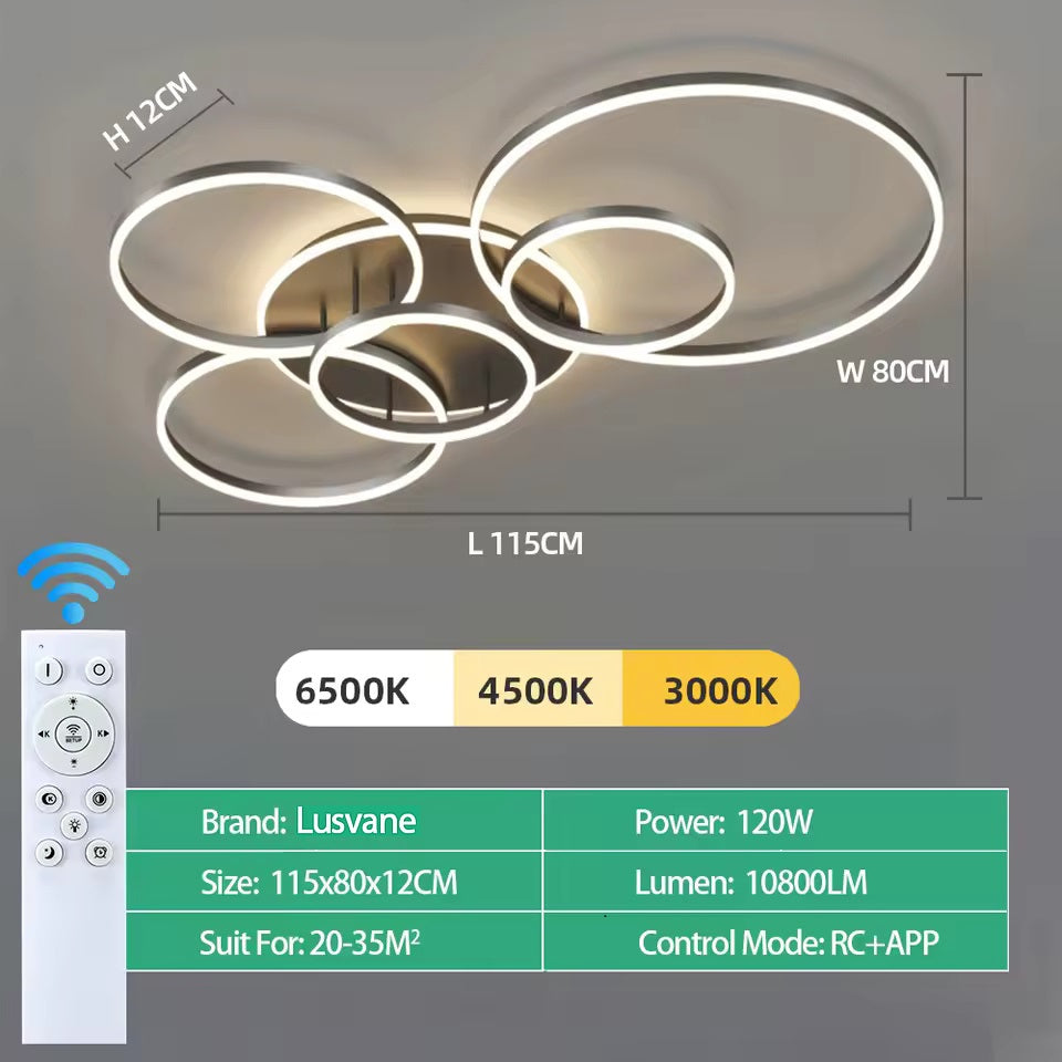 Dimmable LED Ceiling Chandelier – Modern Flush Mount Fixture for Bedroom, Living Room or Study