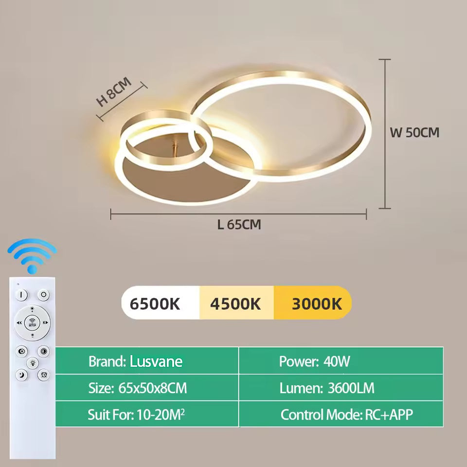 Dimmable LED Ceiling Chandelier – Modern Flush Mount Fixture for Bedroom, Living Room or Study