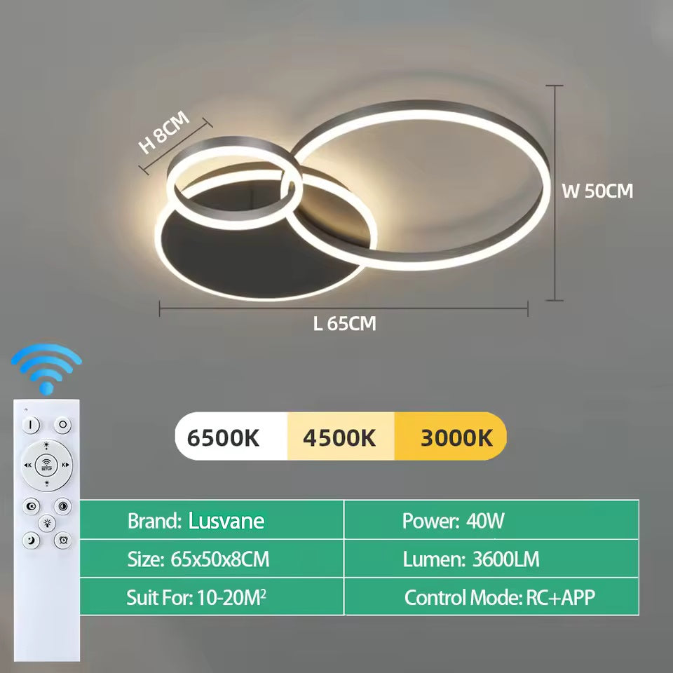 Dimmable LED Ceiling Chandelier – Modern Flush Mount Fixture for Bedroom, Living Room or Study