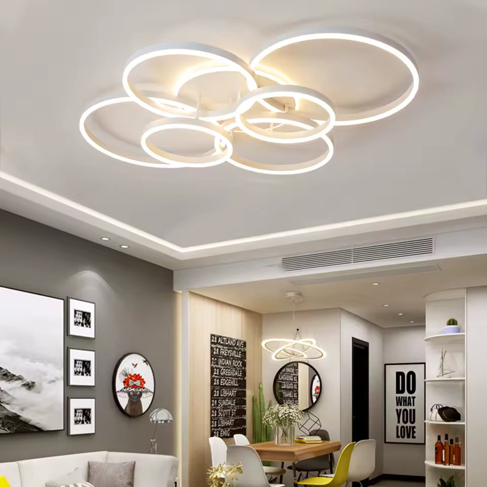 Dimmable LED Ceiling Chandelier – Modern Flush Mount Fixture for Bedroom, Living Room or Study