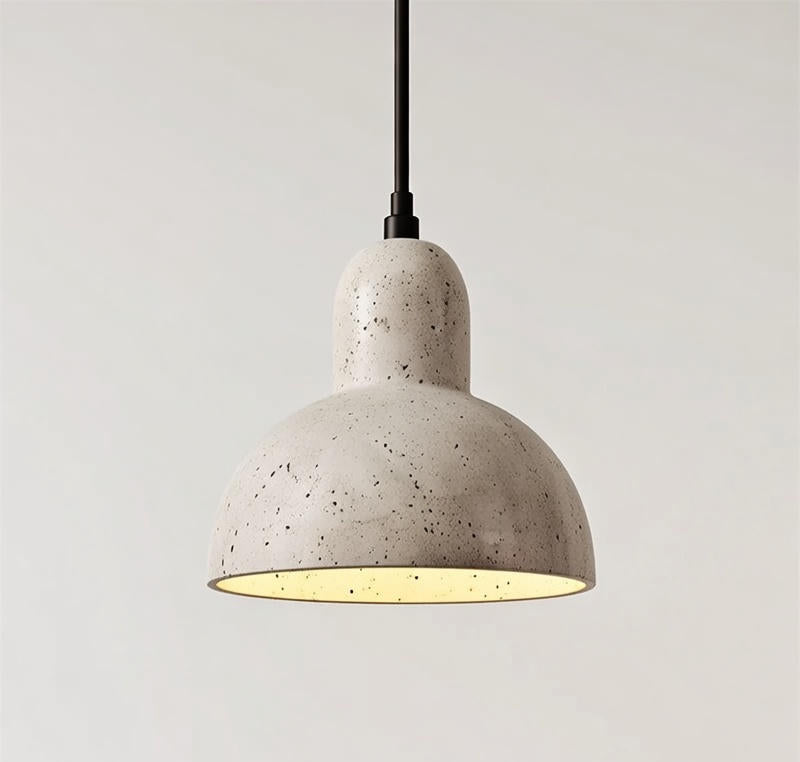 Concrete pendant light on a plain background