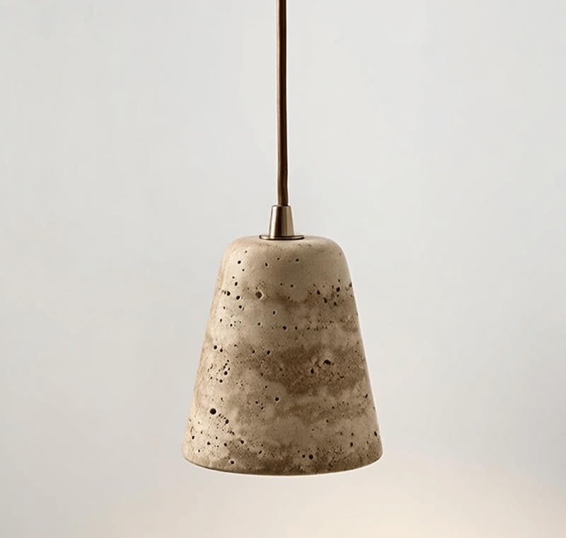 Concrete pendant light on a neutral background